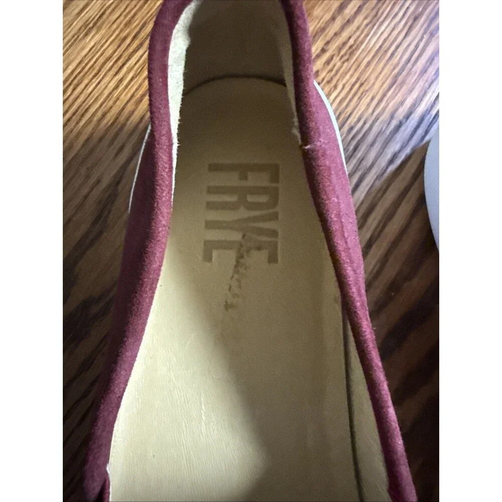 Frye Women's Mia Leather Suede Slip On Loafers Shoes Wine Size 9 READ